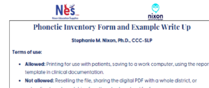 Syllable-Based Phonetic Inventory Form and Report Write-up